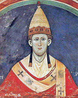 Paus Innocentius II (Fresco - midden 13e eeuw)