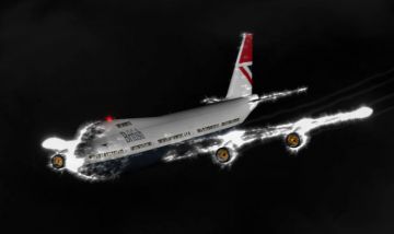 Sint-Elmsvuur rond een Boeing 747