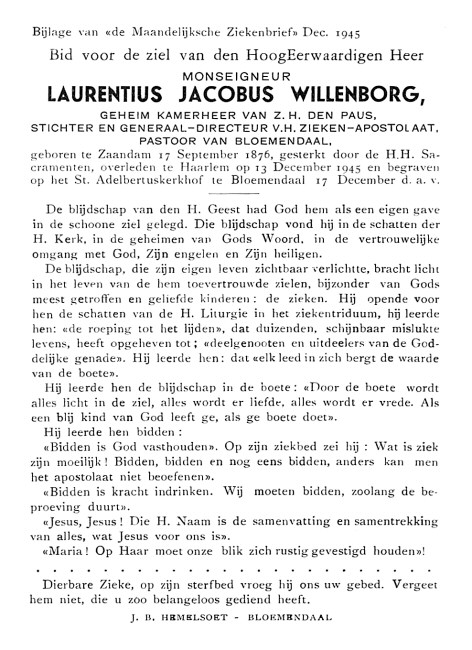 Bidprentje Mgr. Willenborg Bidprentje Mgr. Willenborg